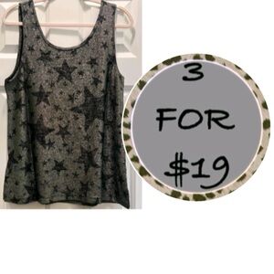 3/$19 NWT Origami black star print cami tank top sleeveless blouse